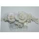 Haarkam met off-white bloemen