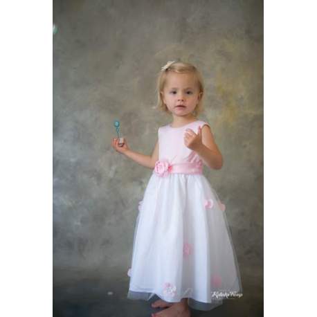 Meisjes feestjurk Luna roze met wit