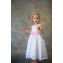 Meisjes feestjurk Luna roze met wit
