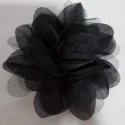 corsage, bloem van tule en taft, zwart