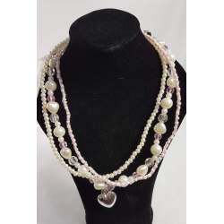 Kinderketting ivoor met roze.