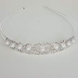 Diadeem met parels en strass hartje