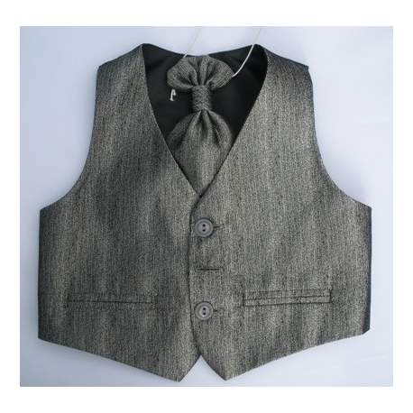 Jongensgilet grijs met dasje