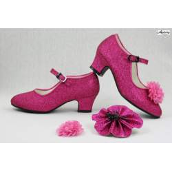 Glitterschoen met hakje Fuchsia Roze