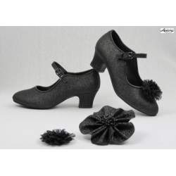 Zwarte glitterschoen met hakje