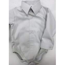 Baby overhemd romper lichtgrijs katoen 