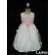 Meisjes feestjurk Luna roze met wit