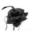 Corsage, grote bloem zwart 12,5 cm.