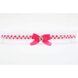 Baby haarbandje wit met fuchsia