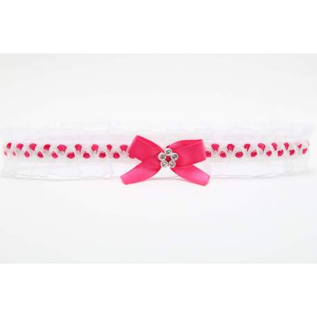 Baby hoofdbandje wit met fuchsia