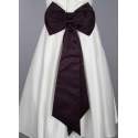 Satijnen band met strik aubergine kleur
