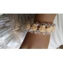 Armband met roosjes en kralen champagnekleur