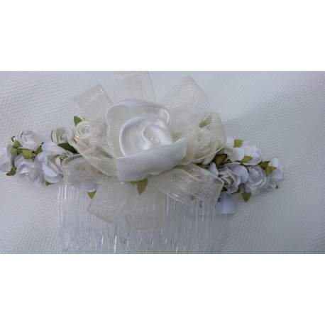 Haarkam met ivoorkleurig bloemen kd la1