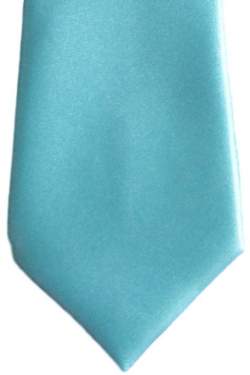 Satijnen kinderstropdas turquoise 32 cm.