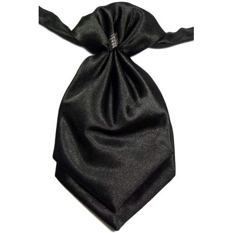 Zwarte satijnen plastron
