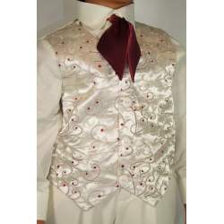 Baby-peuter gilet ivoor met rood