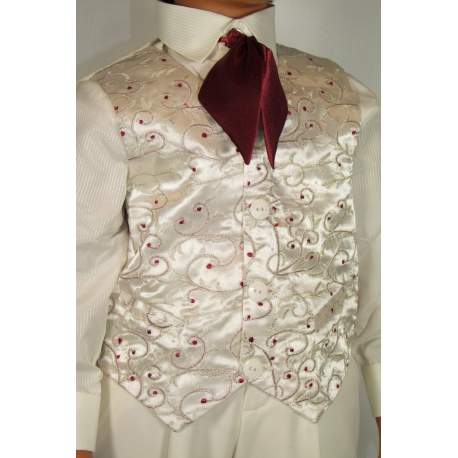 Baby-peuter gilet ivoor met rood