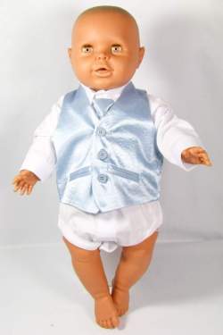 Baby gilet l.blauw met dasje