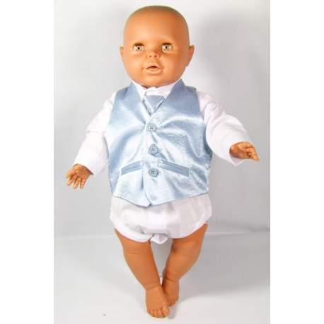 Baby gilet l.blauw met dasje